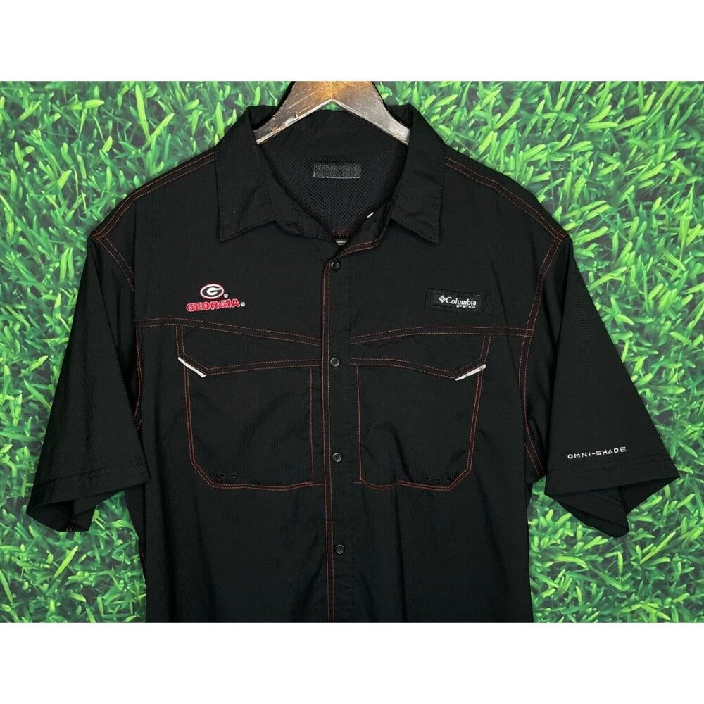 Georgia Bulldogs UGA Dawgs Columbia PFG Button Front Short Sleeve Shirt Men’s XL